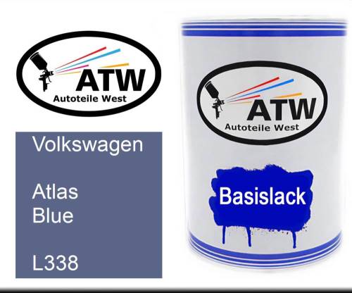 Volkswagen, Atlas Blue, L338: 500ml Lackdose, von ATW Autoteile West.